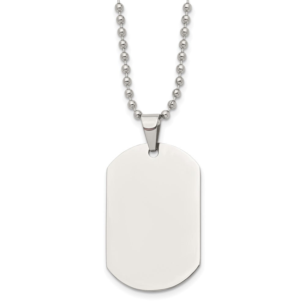 Chisel Stainless Steel Polished Dog Tag on a 24 inch Cable Chain Necklace