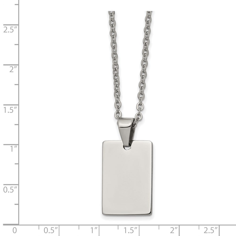 Chisel Stainless Steel Polished Rectangle Dog Tag on an 18 inch Cable Chain Necklace