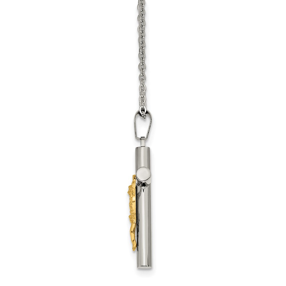 Chisel Stainless Steel Polished Yellow IP-plated Crucifix Pendant on a 20 inch Cable Chain Necklace