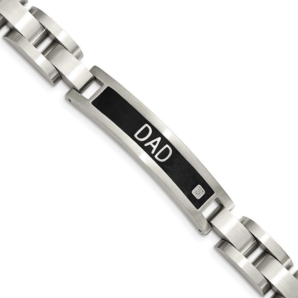 Chisel Stainless Steel Brushed Black IP-plated with CZ  DAD 8.75 inch Bracelet and 24 inch Necklace Set