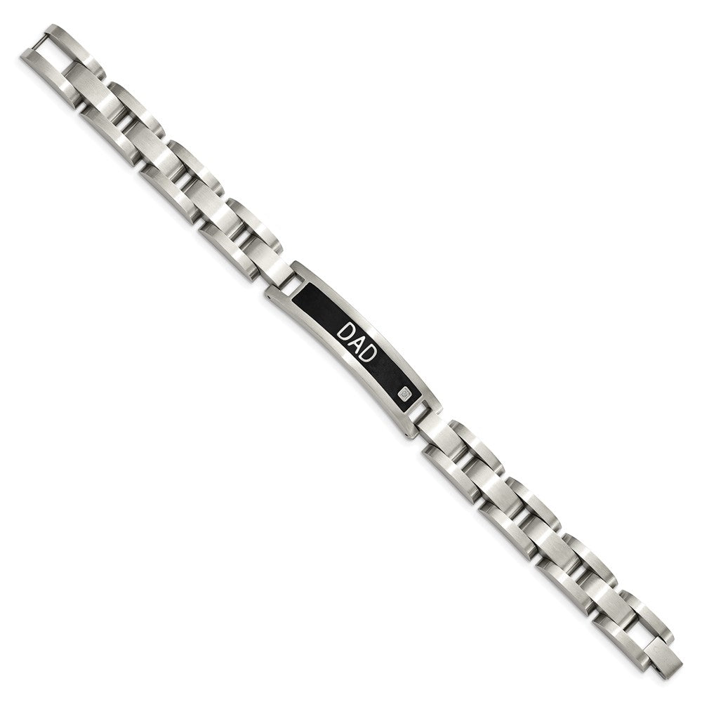 Chisel Stainless Steel Brushed Black IP-plated with CZ  DAD 8.75 inch Bracelet and 24 inch Necklace Set