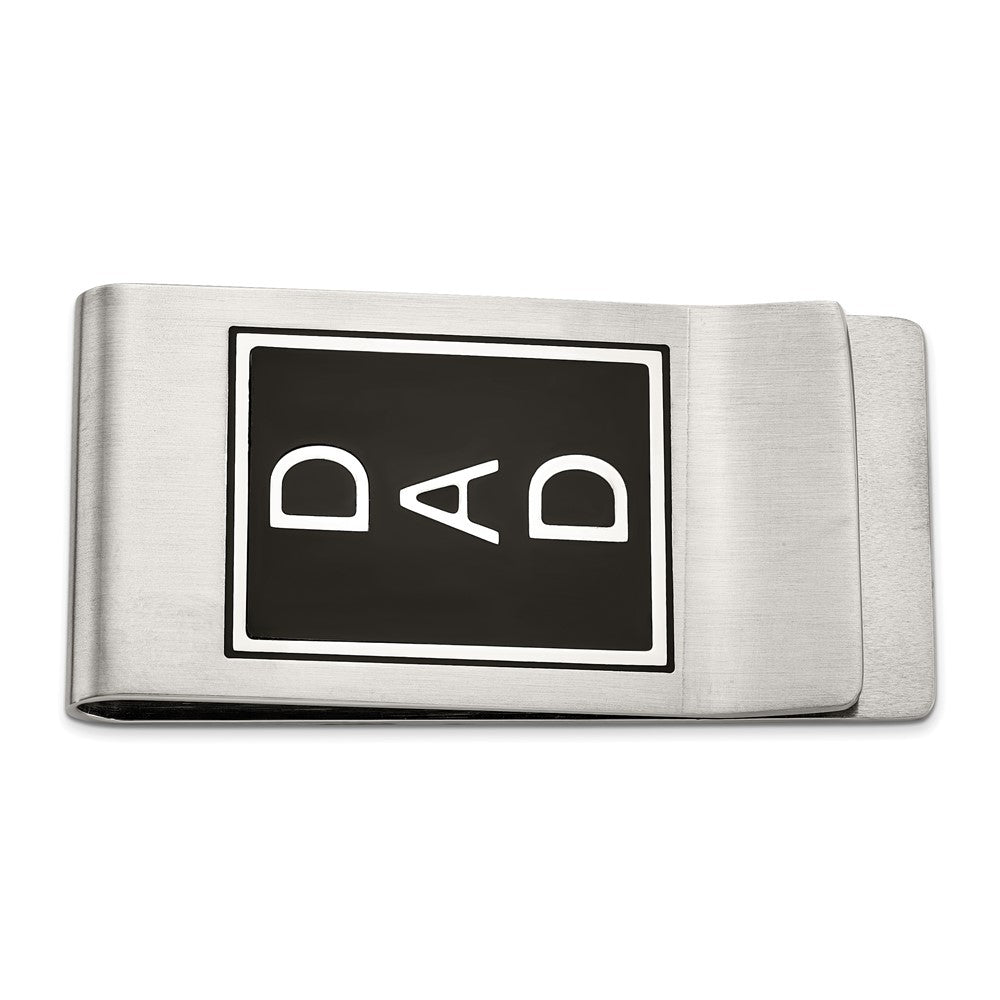 Stainless Steel Black Enamel DAD Money Clip & Ring Set