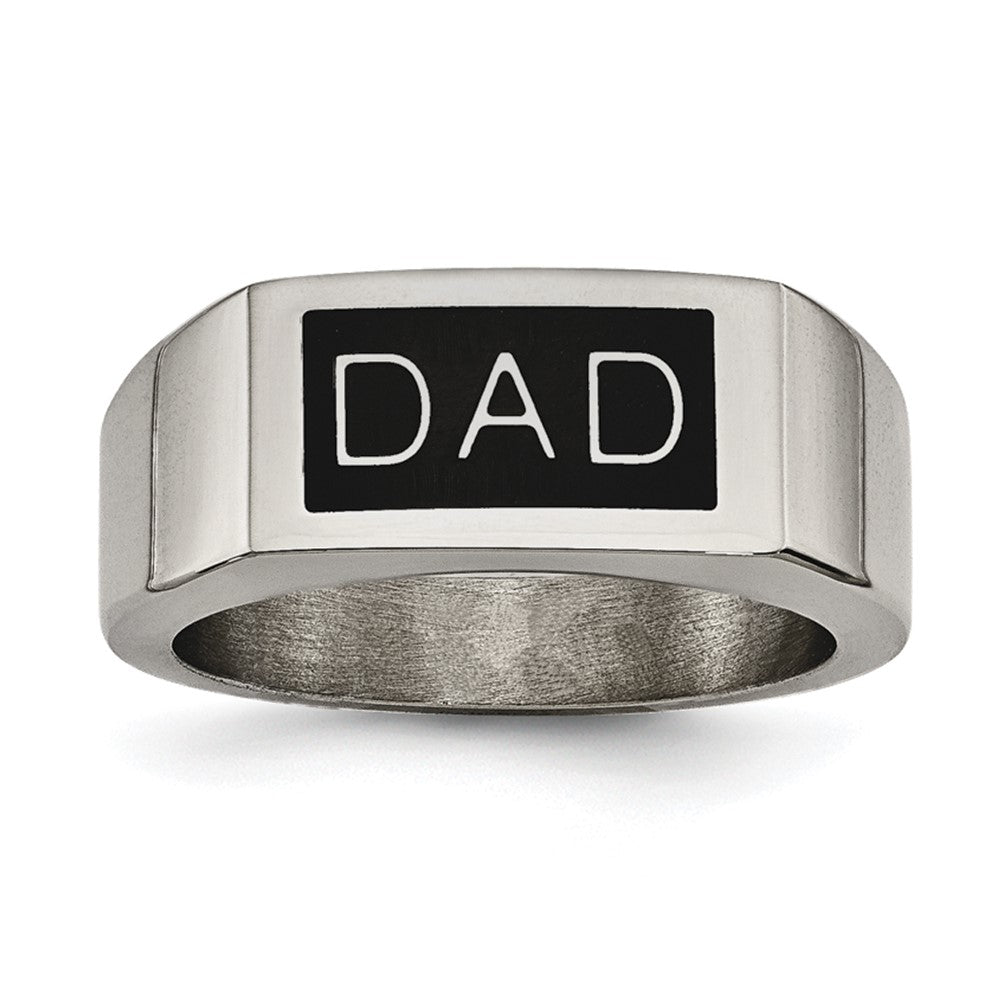 Stainless Steel Black Enamel DAD Money Clip & Ring Set