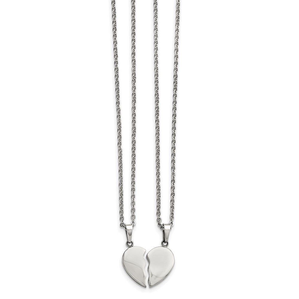 Chisel Stainless Steel Polished 2 Piece Heart Pendants on 20 inch Cable Chain Necklace Set