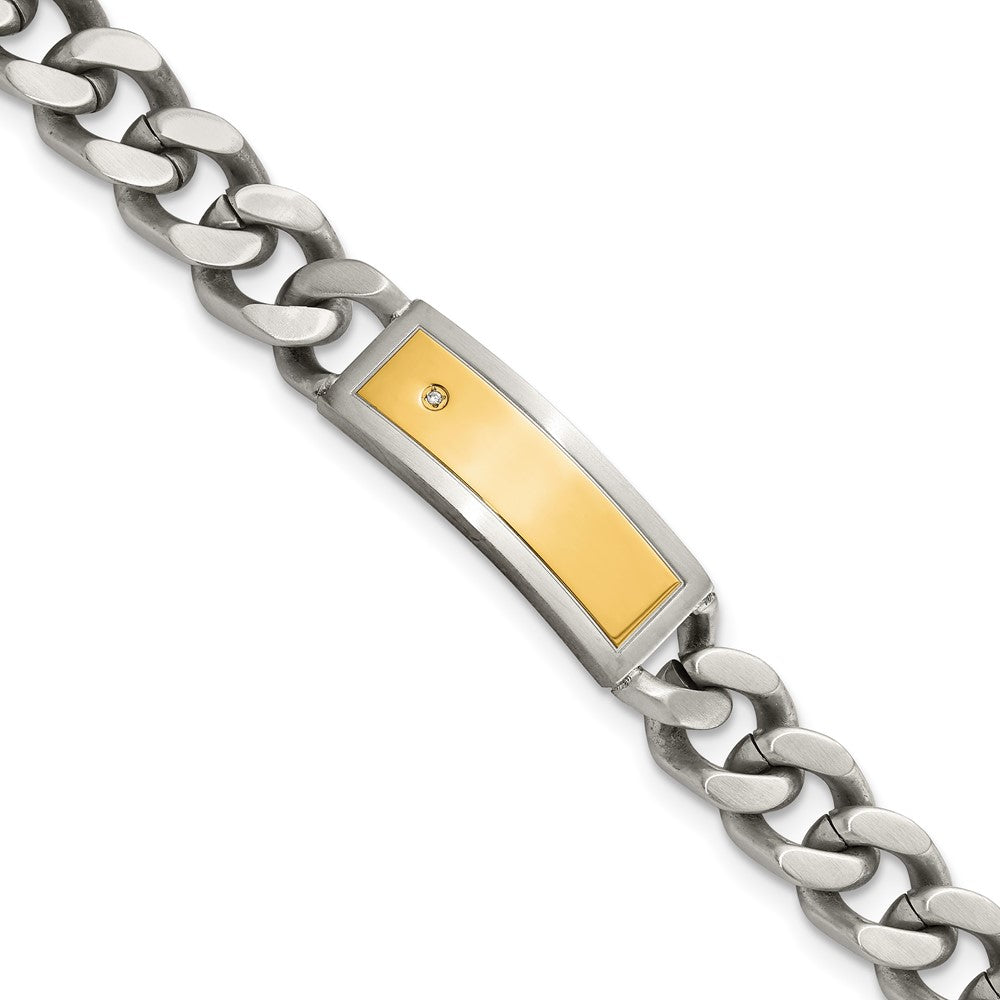 Chisel Stainless Steel Polished and Matte Yellow IP-plated with CZ 24 inchNecklace and 8.5 inch Bracelet Set