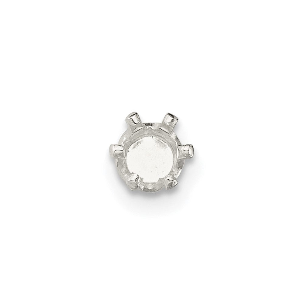 Sterling Silver Round 6-Prong Snap-In 6.0mm Earring Setting