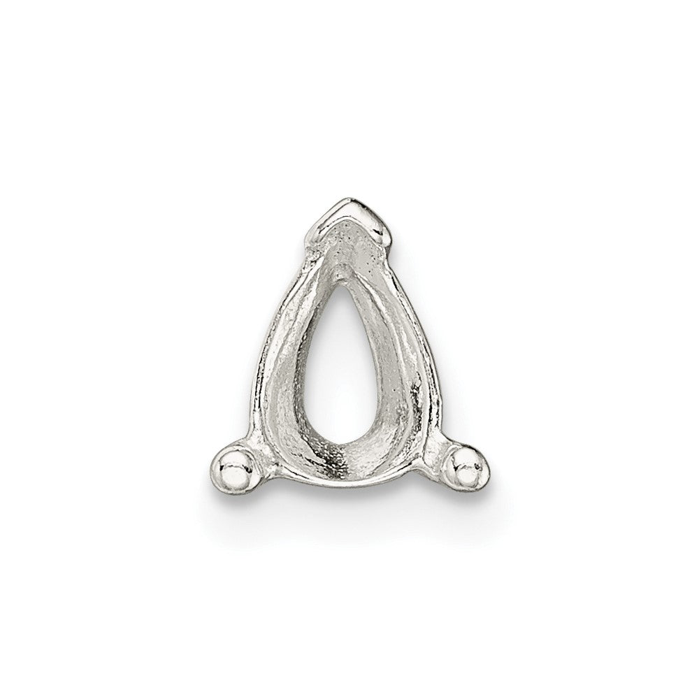 Sterling Silver Pear 3-Prong V-End 6 x 4mm Earring Setting