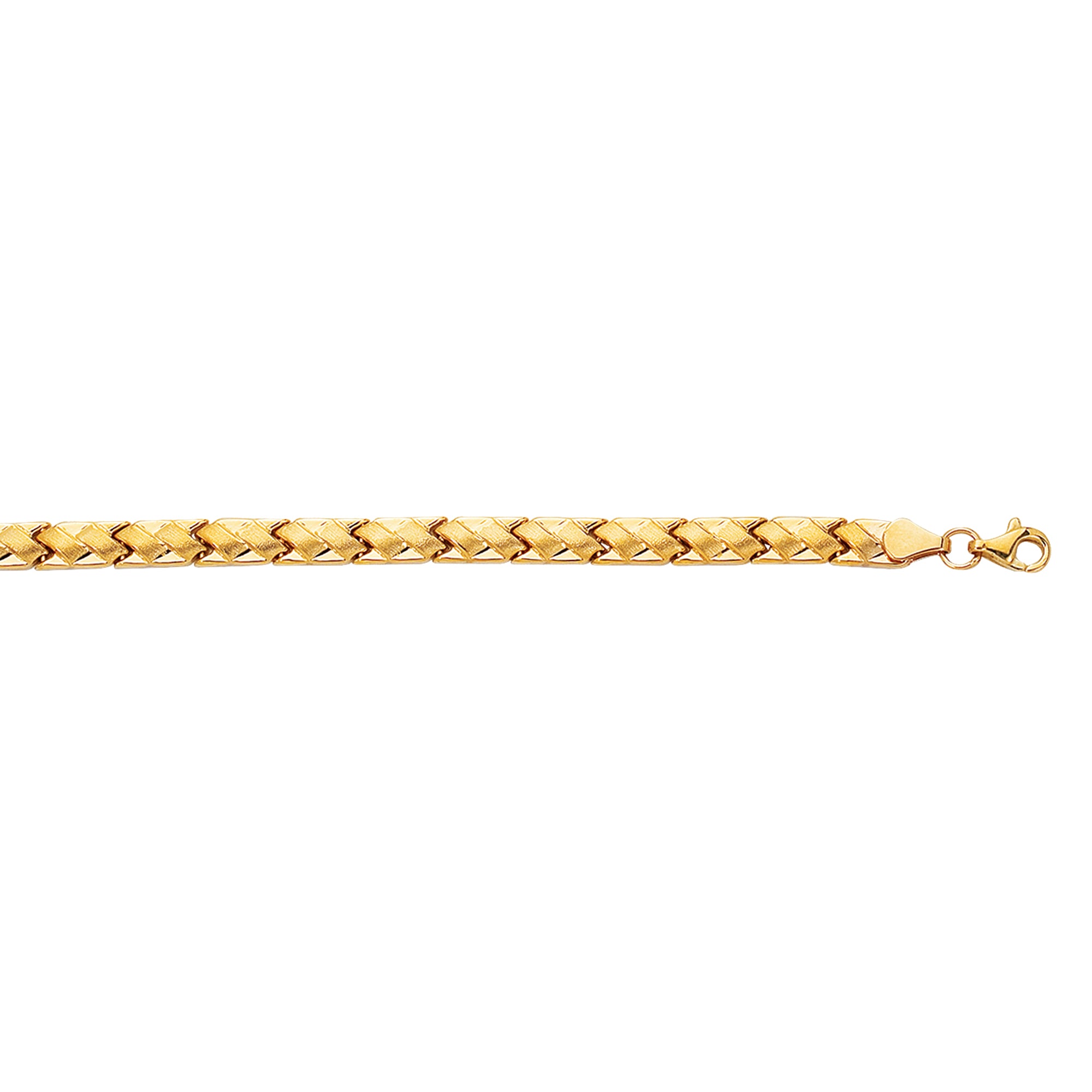 14K Yellow Gold 7.25" Satin X Stampato Bracelet