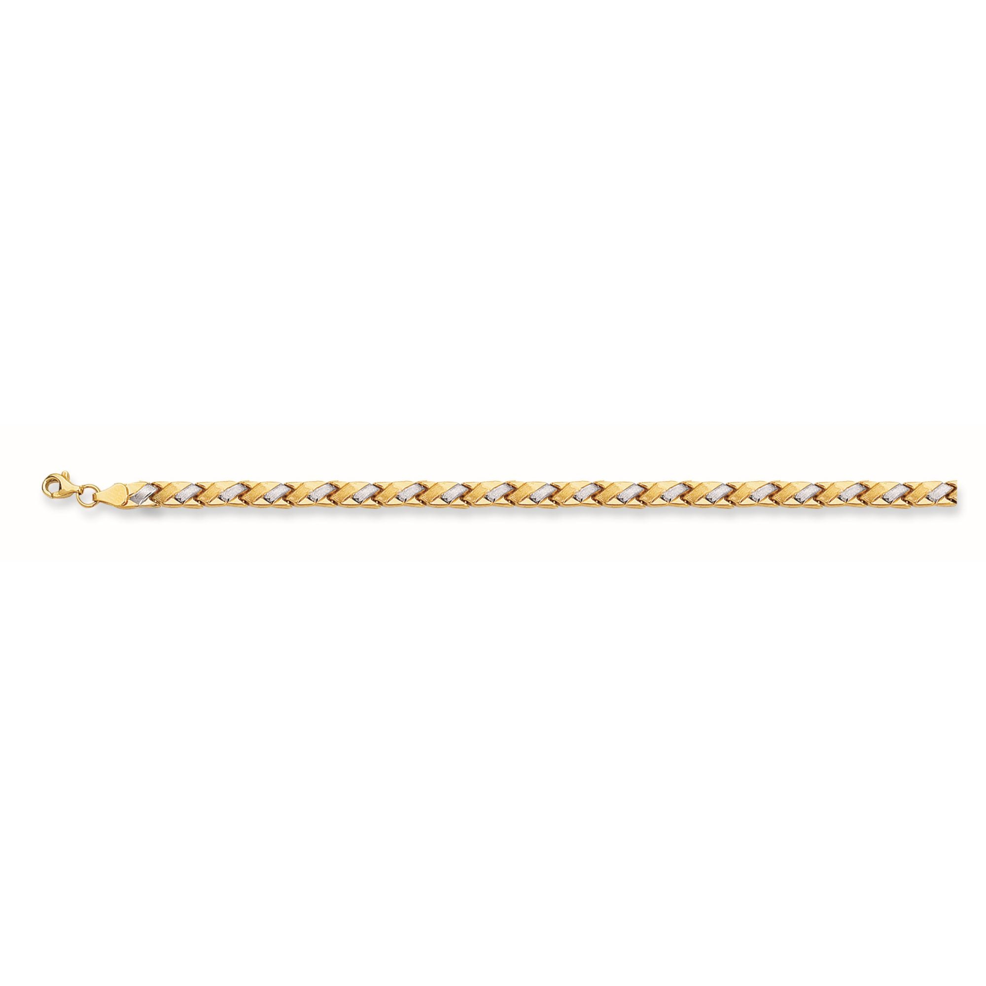 14K Two-tone Gold 7.25" Satin X Stampato Bracelet