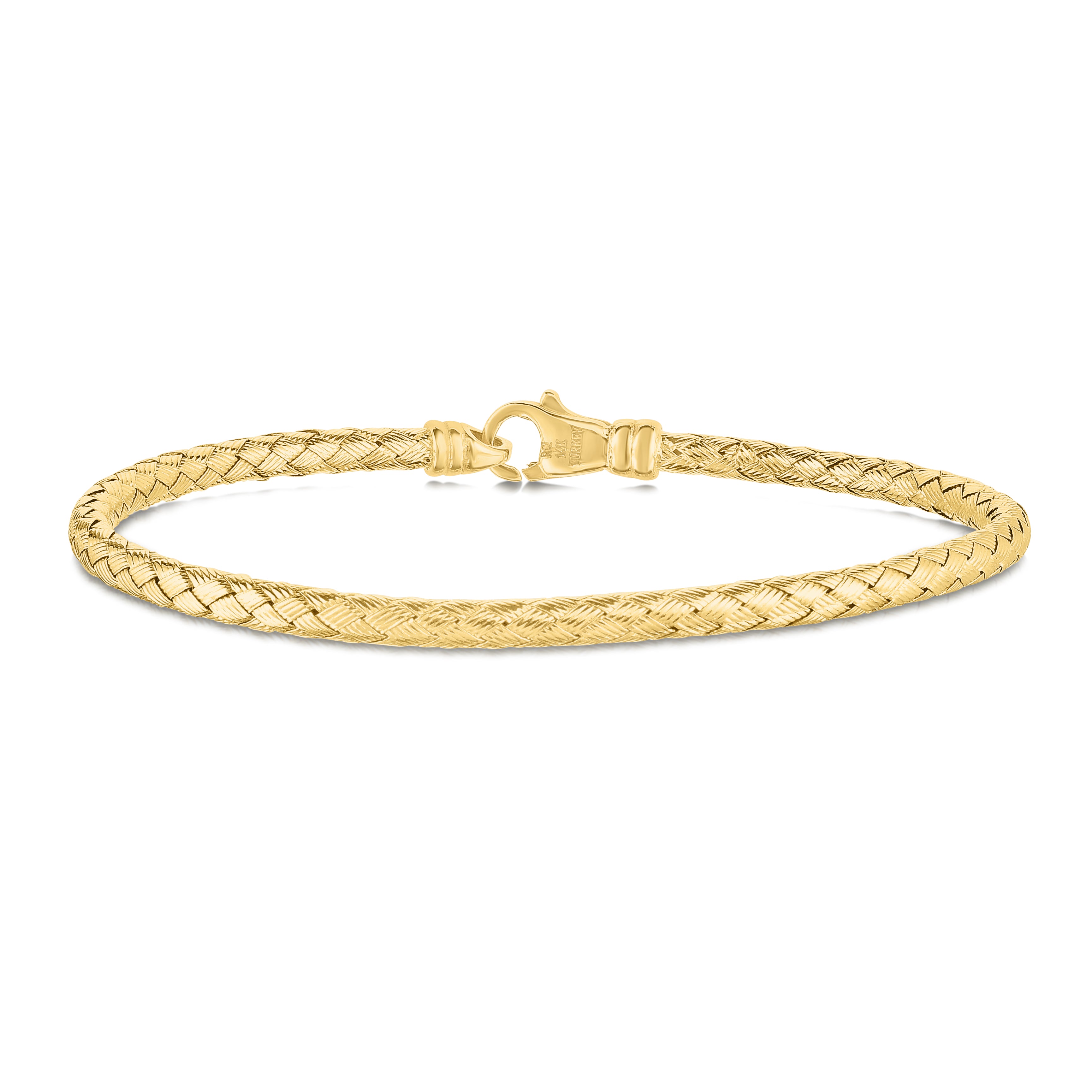 14K Yellow Gold 7.25" Thin Weaved Bangle