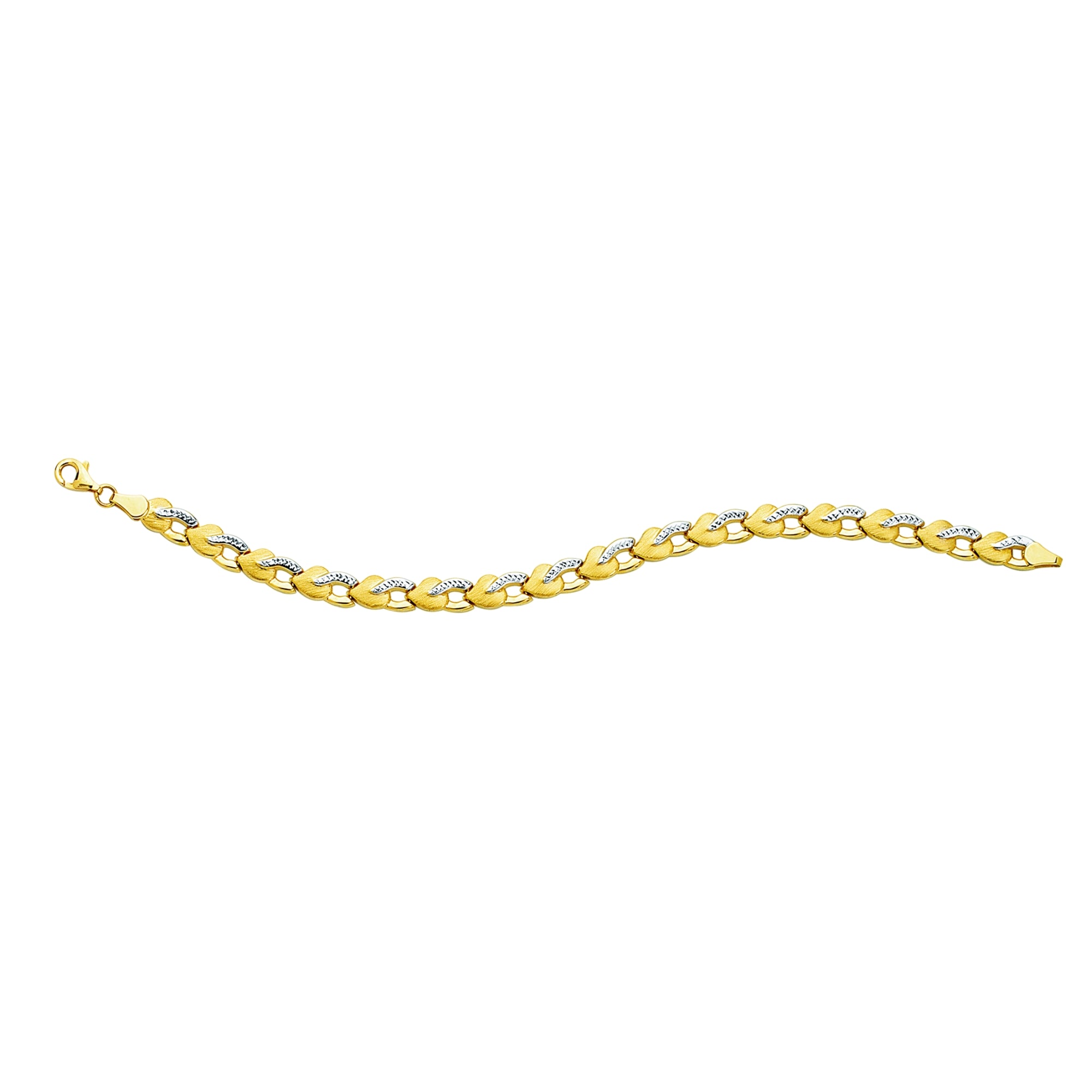 14K Two-tone Gold 7.25" Diamond Cut & Polished Stampato Bracelet