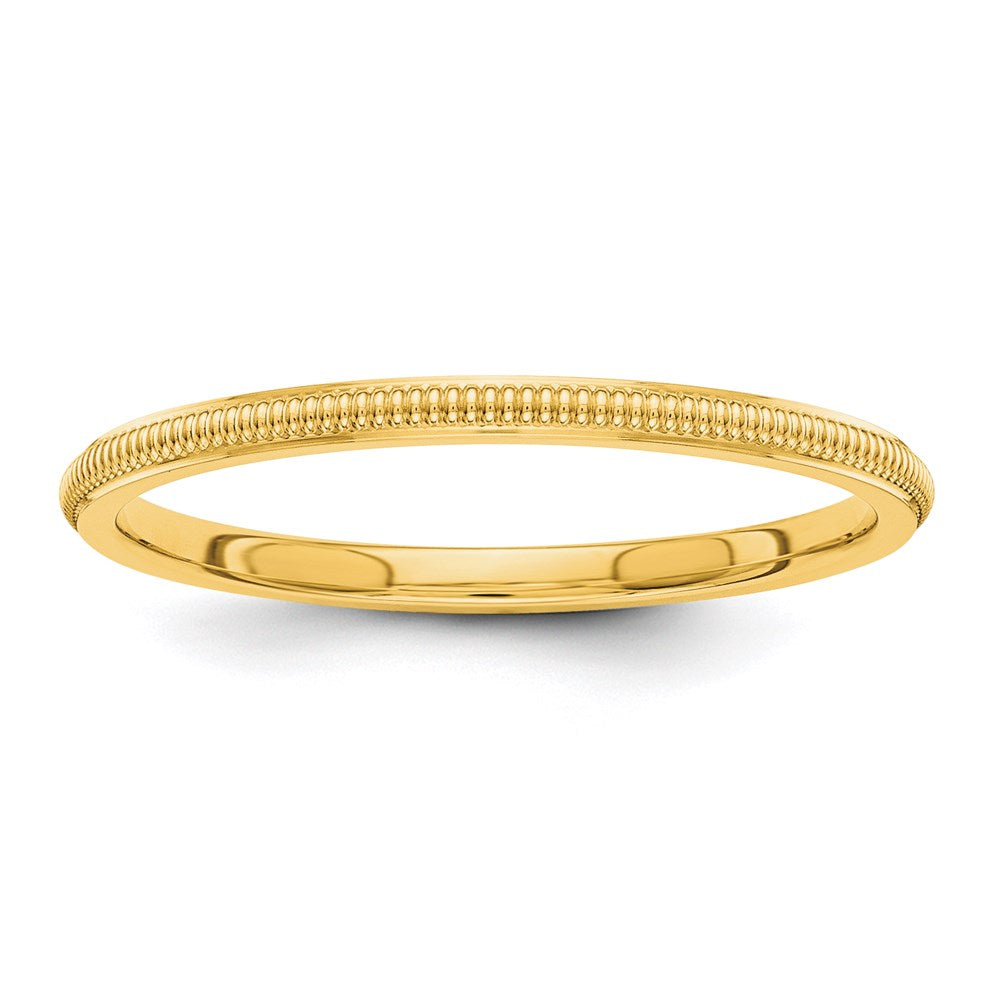 14k Yellow Gold 1.5mm Milgrain Stackable Band Size 4.5