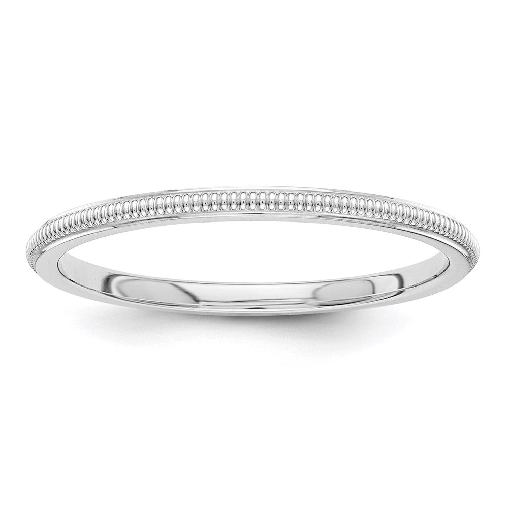 14k White Gold 1.5mm Milgrain Stackable Band Size 7.5