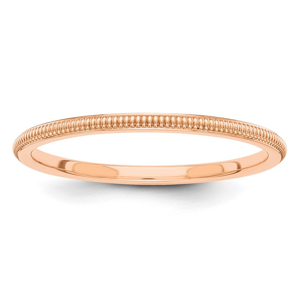 14k Rose Gold 1.5mm Milgrain Stackable Band Size 6.5