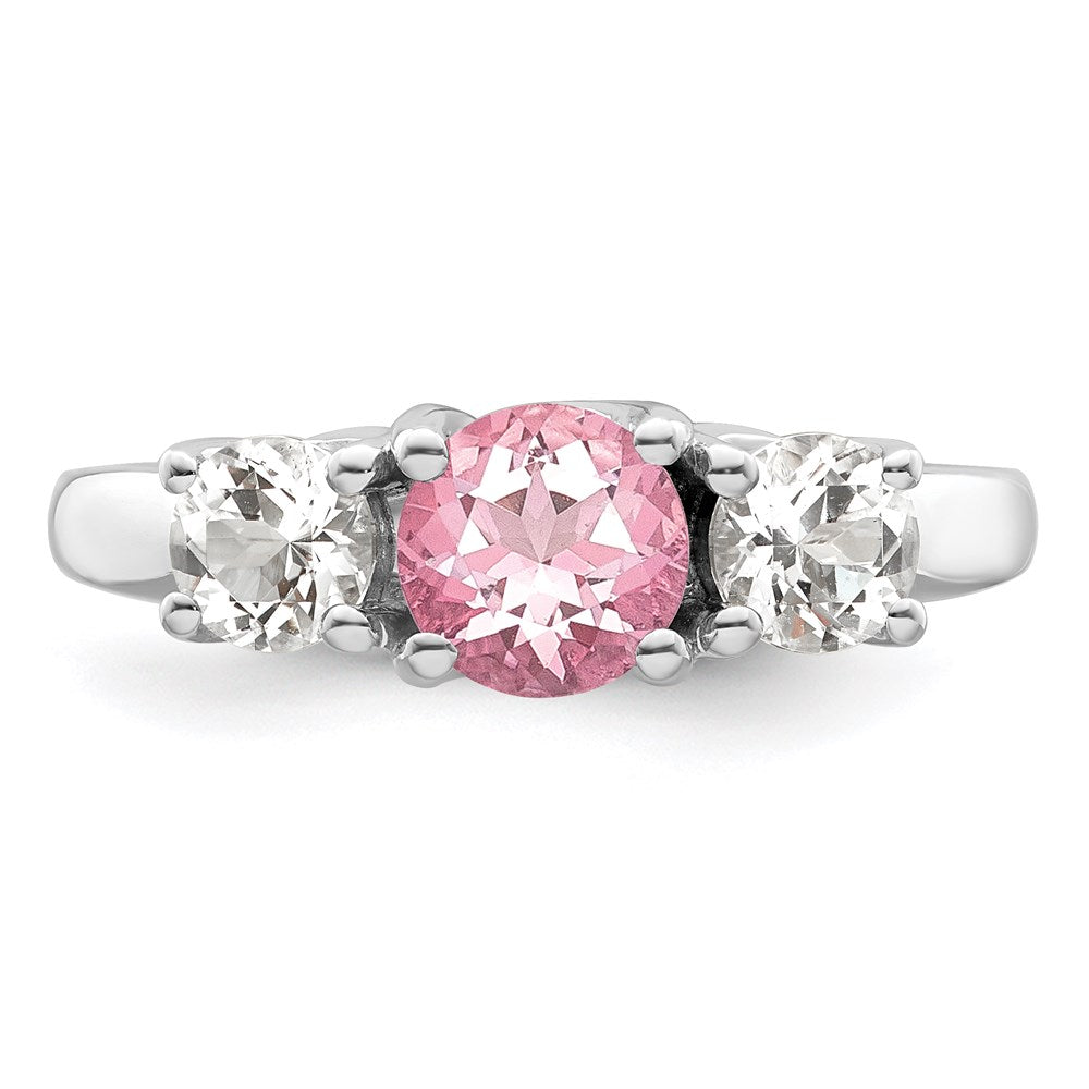 Survivor Collection Sterling Silver Rhodium-plated Clear Pink Swarovski Topaz Pamela Ring