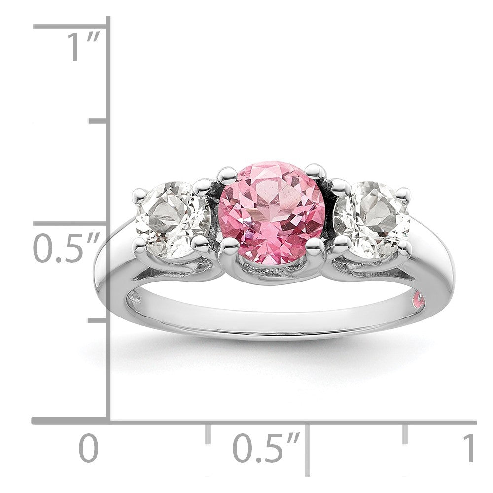 Survivor Collection Sterling Silver Rhodium-plated Clear Pink Swarovski Topaz Pamela Ring