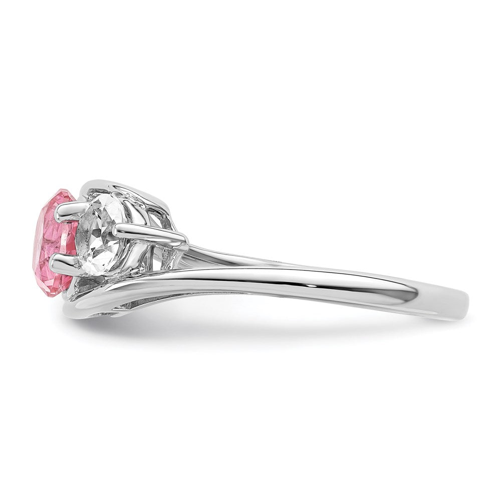 Survivor Collection Sterling Silver Rhodium-plated White and Pink Swarovski Topaz Sue Ring