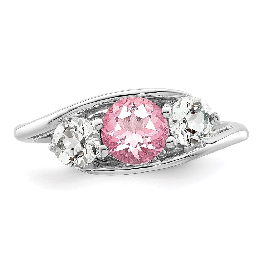 Survivor Collection Sterling Silver Rhodium-plated White and Pink Swarovski Topaz Sue Ring