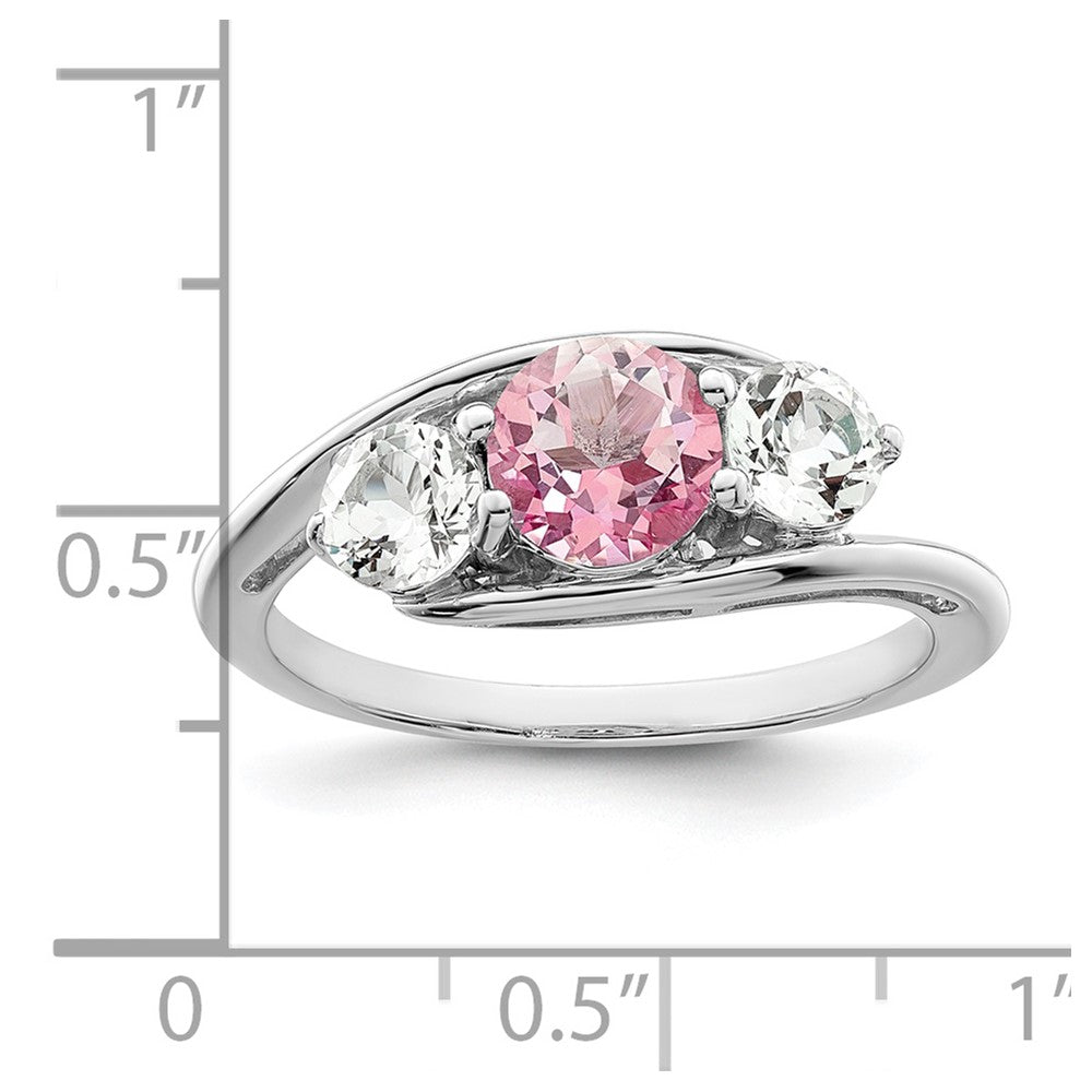 Survivor Collection Sterling Silver Rhodium-plated White and Pink Swarovski Topaz Sue Ring