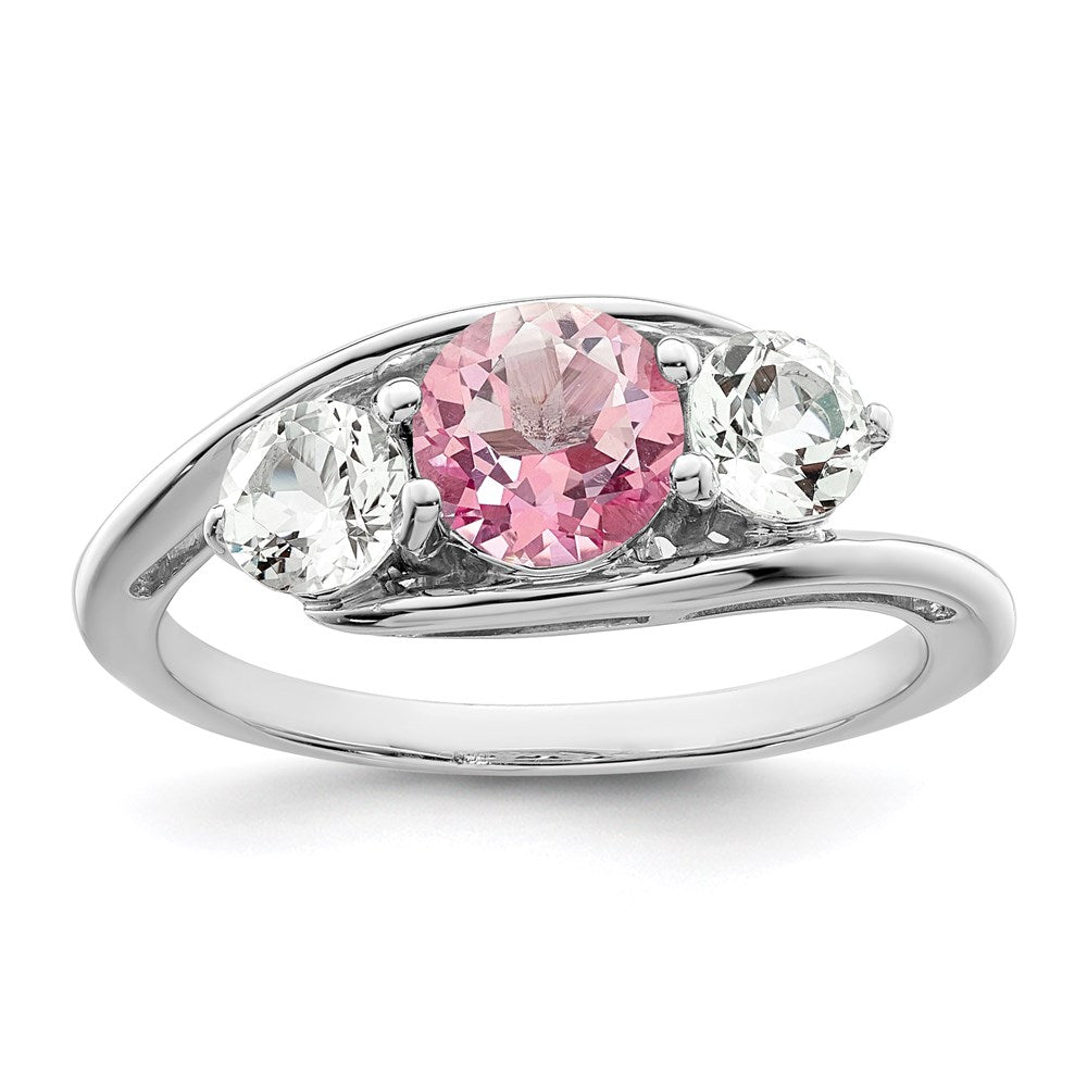 Survivor Collection Sterling Silver Rhodium-plated White and Pink Swarovski Topaz Sue Ring