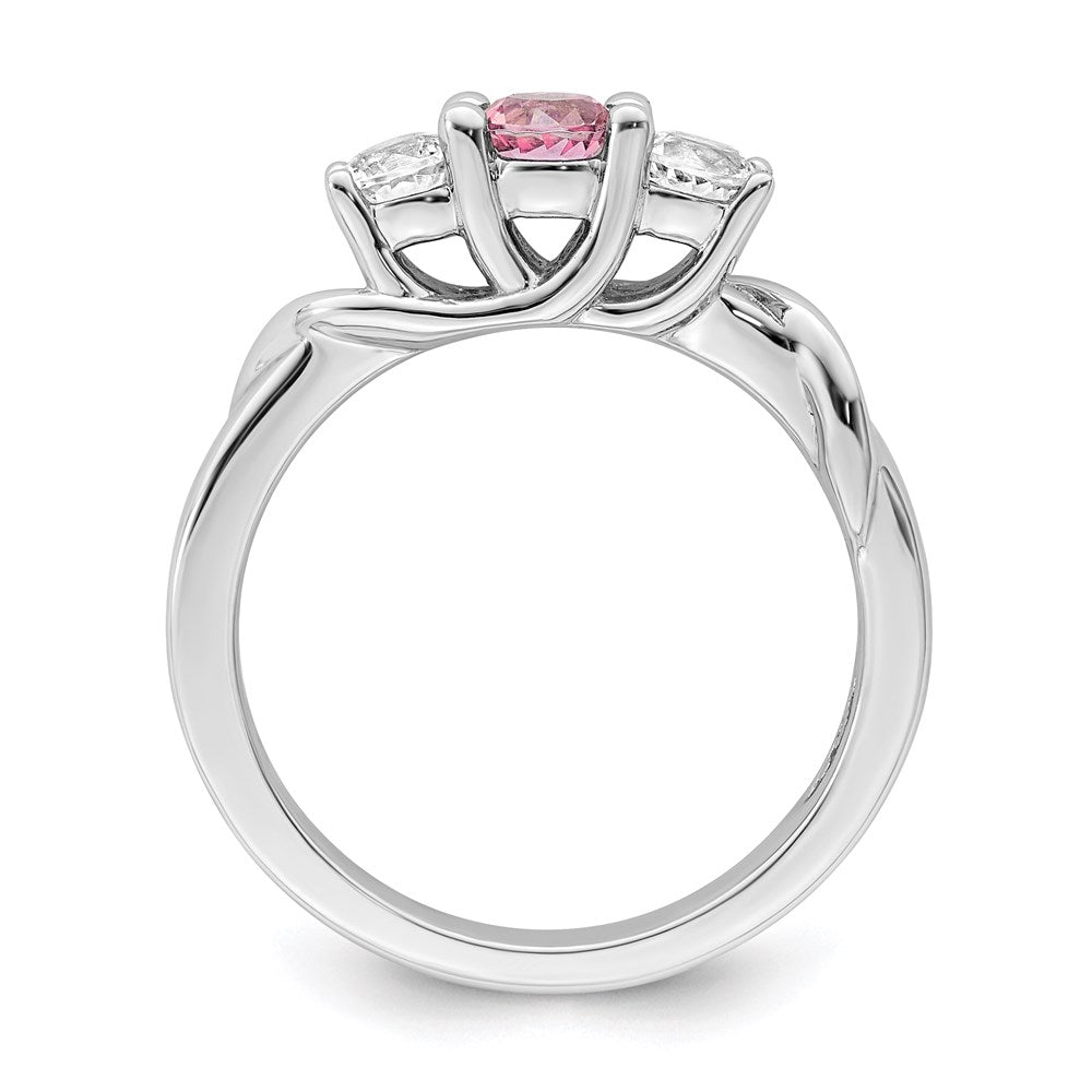 Survivor Collection Sterling Silver Rhodium-plated White and Pink Swarovski Topaz Joanna Ring