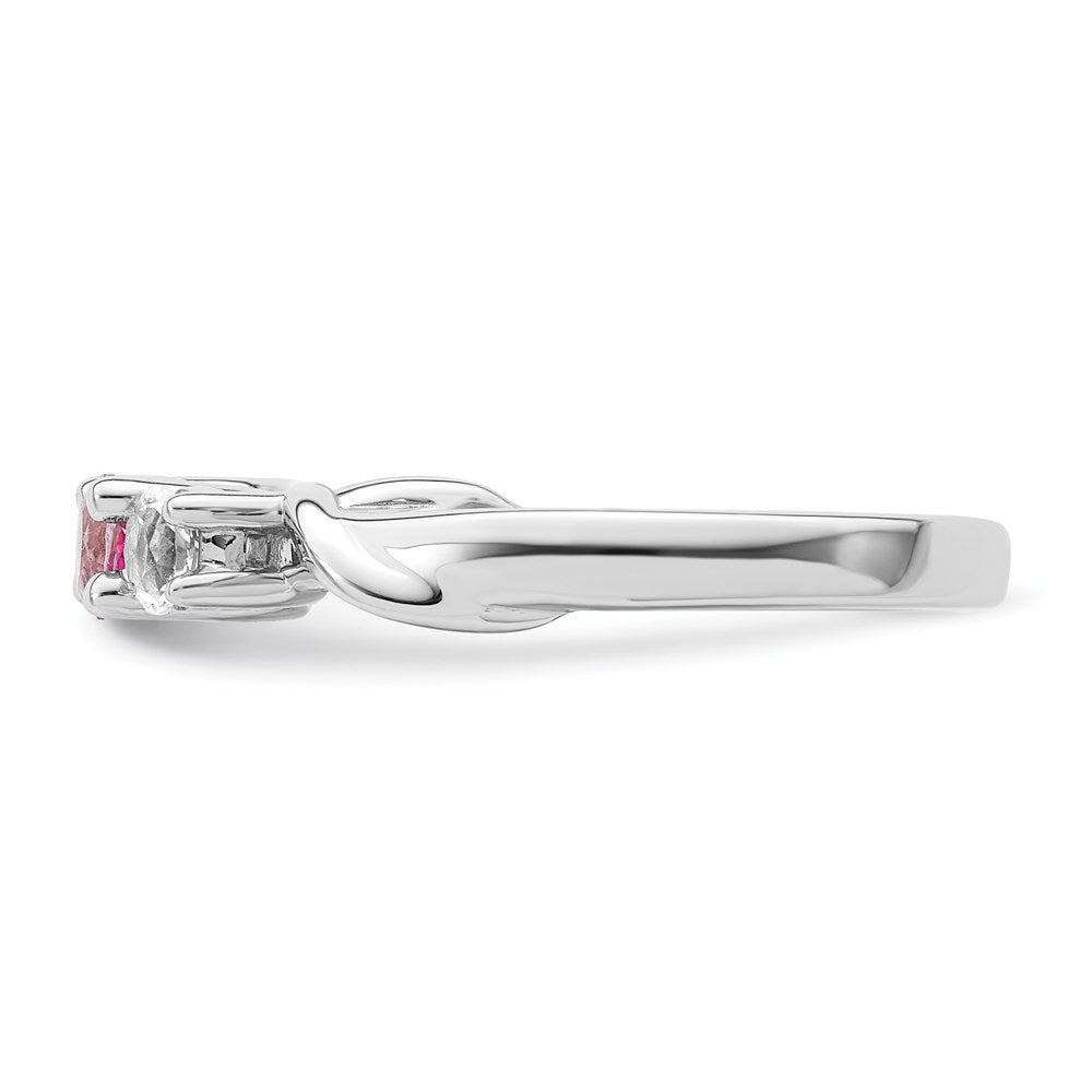 Survivor Collection Sterling Silver Rhodium-plated White and Pink Swarovski Topaz Joanna Ring