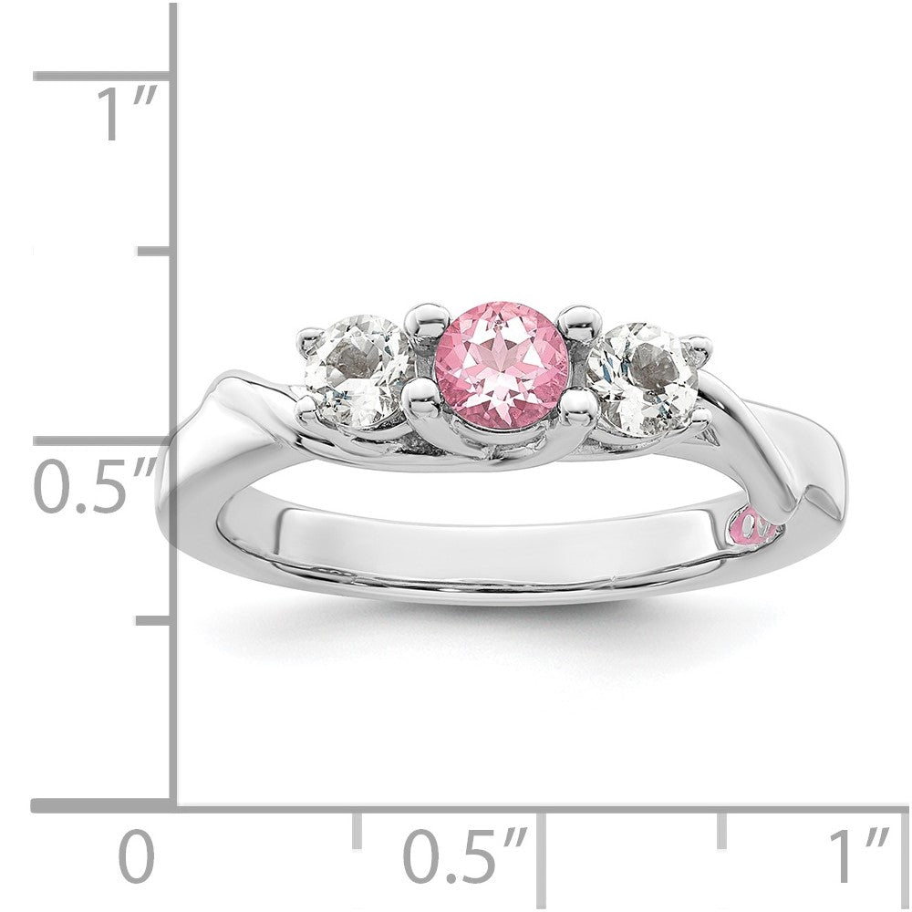 Survivor Collection Sterling Silver Rhodium-plated White and Pink Swarovski Topaz Joanna Ring