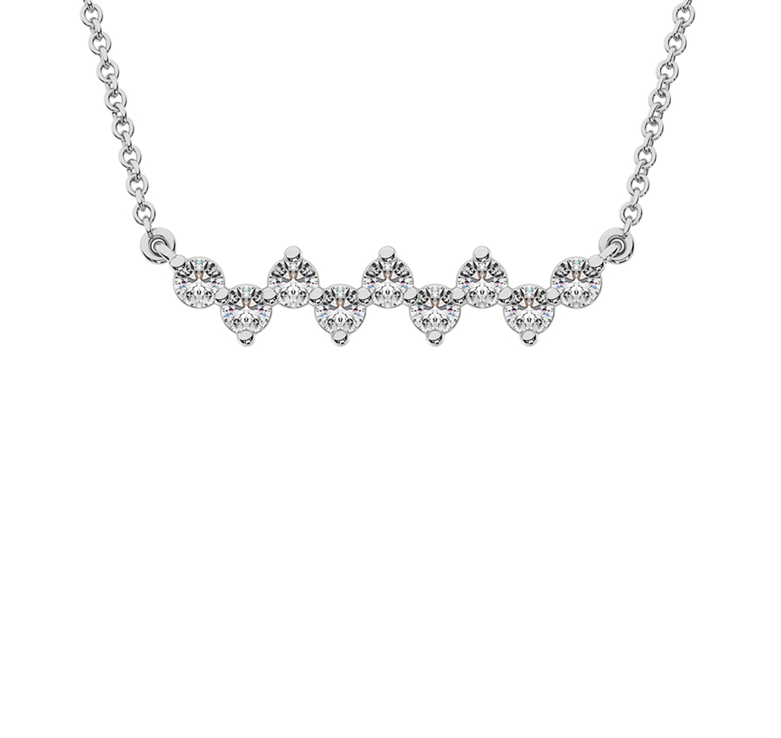 10K White Gold 1/4 Ct.Tw. Diamond Round Fashion Necklace