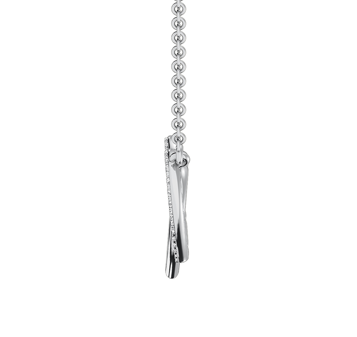 10K White Gold 1/10 Ct.Tw. Diamond Interlinked Heart Necklace