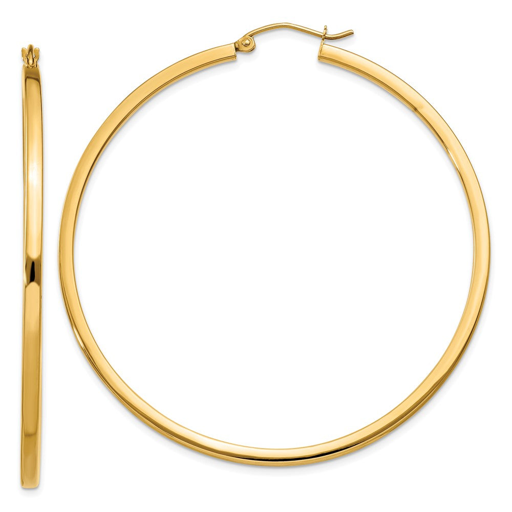 14k 2mm Square Tube Hoop Earrings