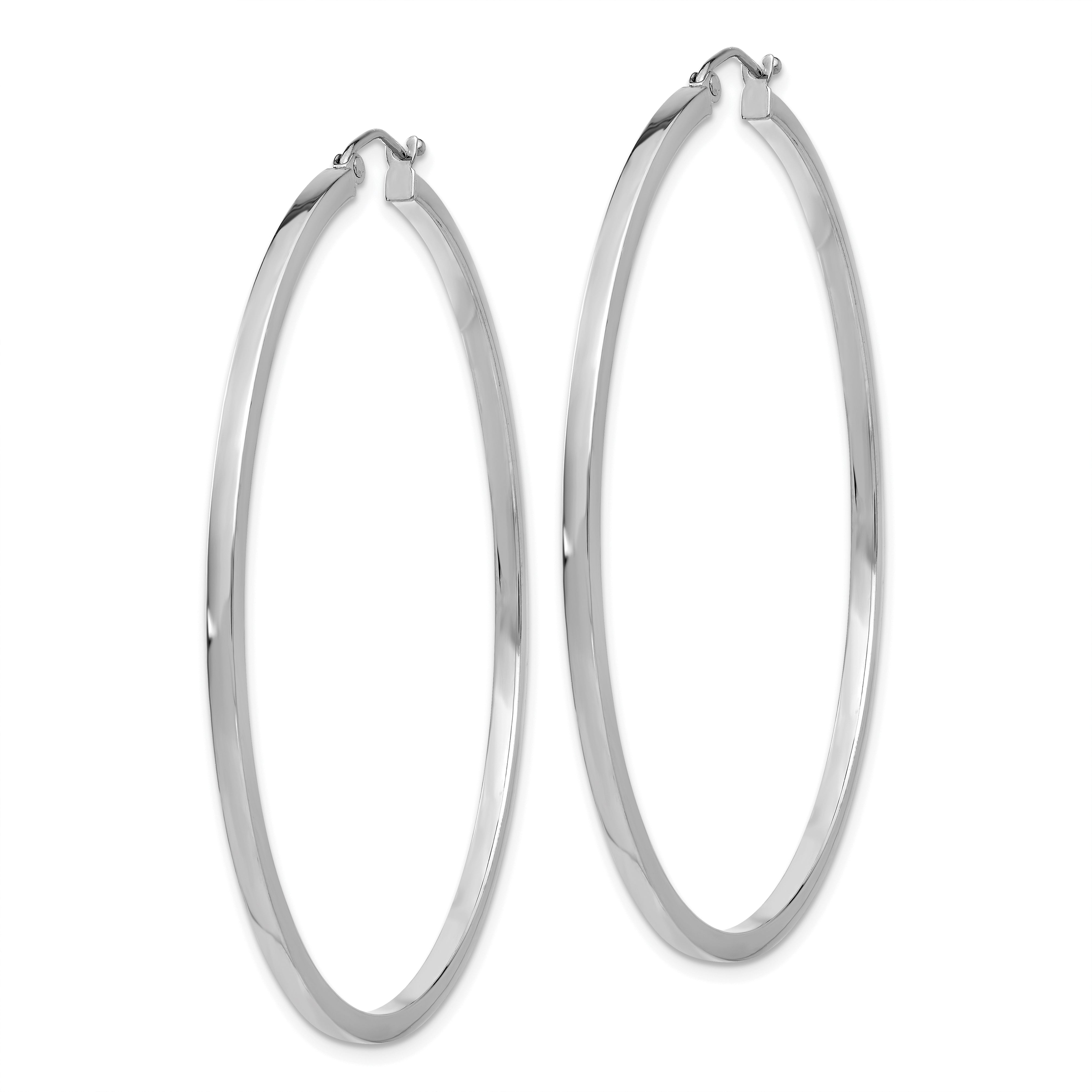 14k White Gold 2mm Square Tube Hoops T1082