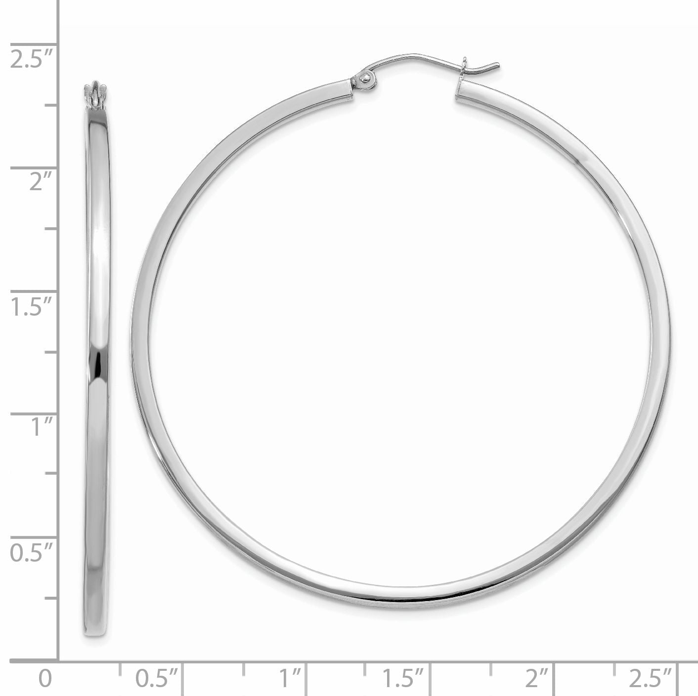 14k White Gold 2mm Square Tube Hoops T1082