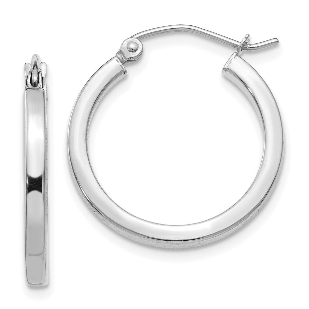 14k White Gold 2mm Square Tube Hoops