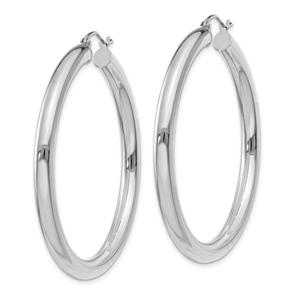 14K White Gold Polished 4mm Tube Hoop Earrings