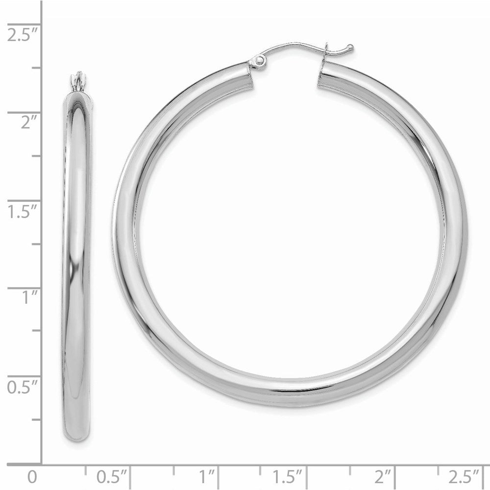 14K White Gold Polished 4mm Tube Hoop Earrings