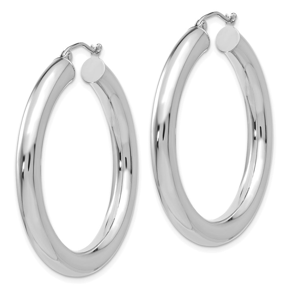 14k White Gold Polished 5mm Tube Hoop Earrings