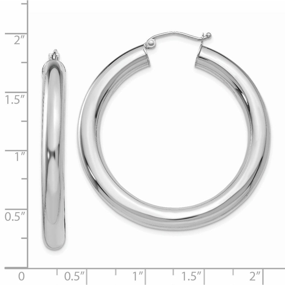 14k White Gold Polished 5mm Tube Hoop Earrings