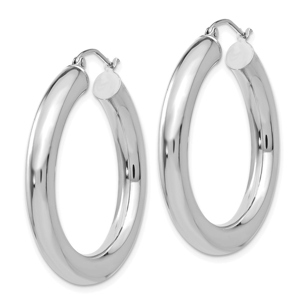 14k White Gold Polished 5mm Lightweight Hoop Earrings