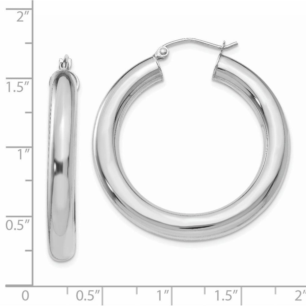 14k White Gold Polished 5mm Lightweight Hoop Earrings