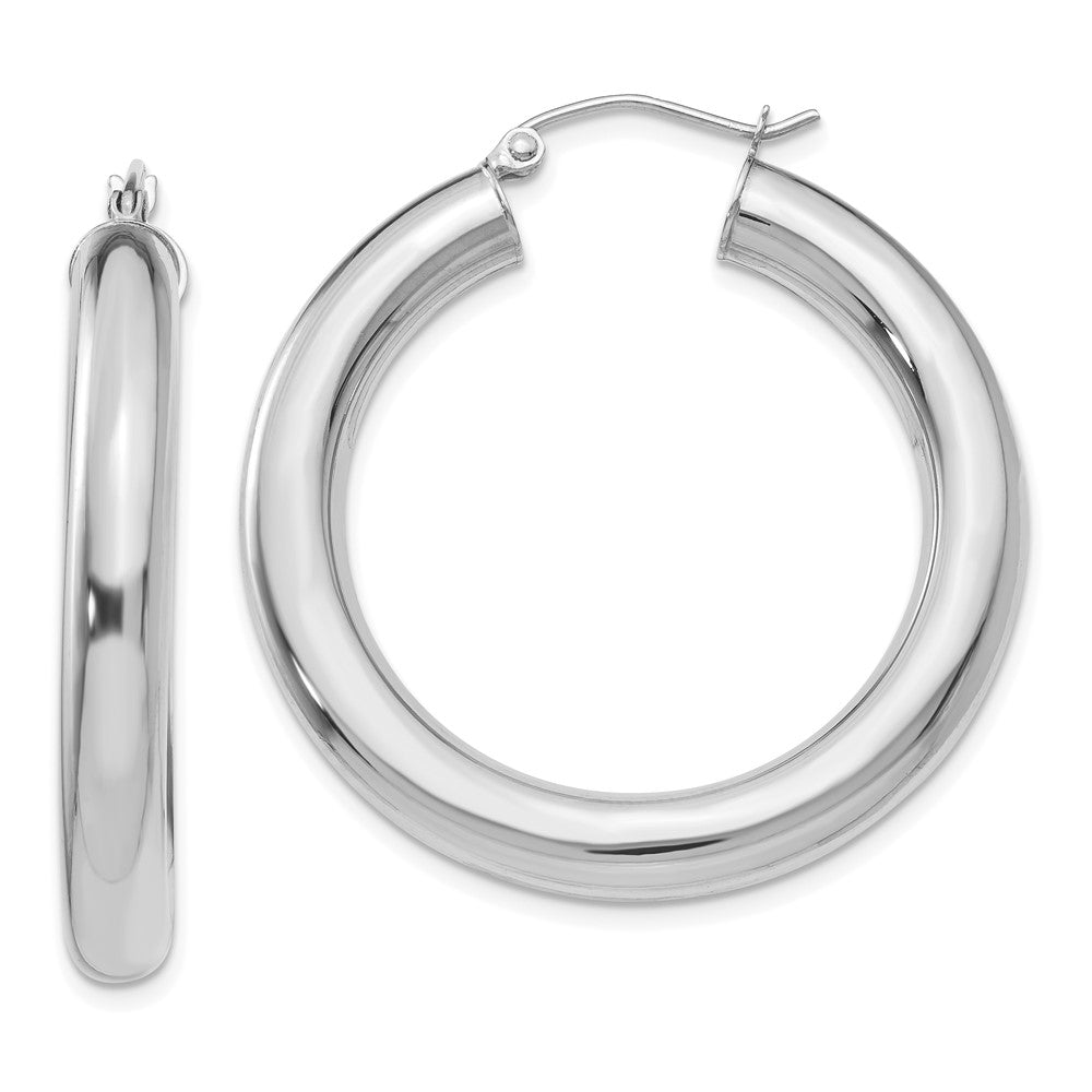 14k White Gold Polished 5mm Lightweight Hoop Earrings