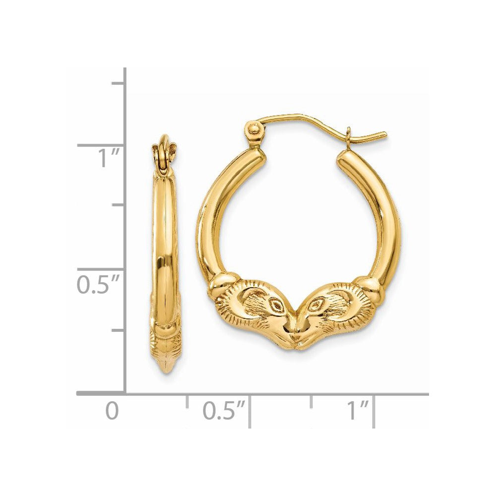 14k Polished Ram Hoop Earrings