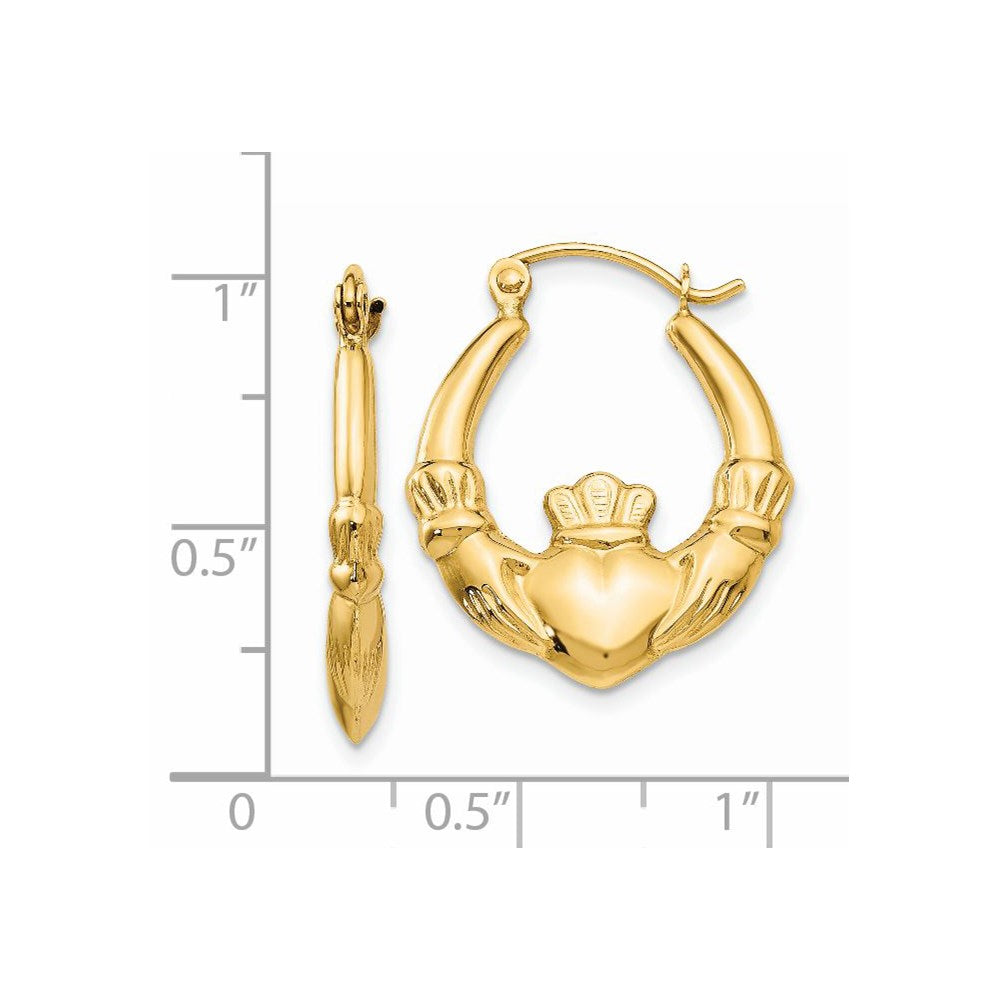 14k Polished Claddagh Hoop Earrings