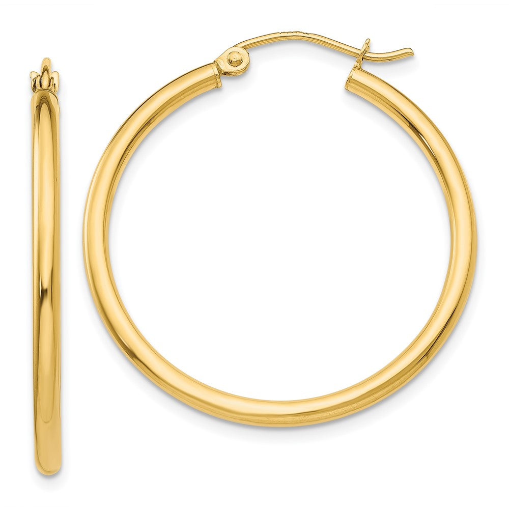 14k Polished 2x30mm Tube Hoop Earrings