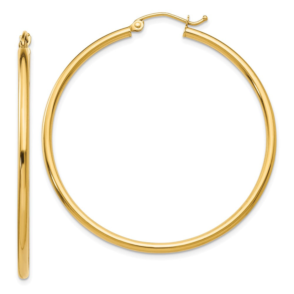 14k Polished 2x45mm Tube Hoop Earrings