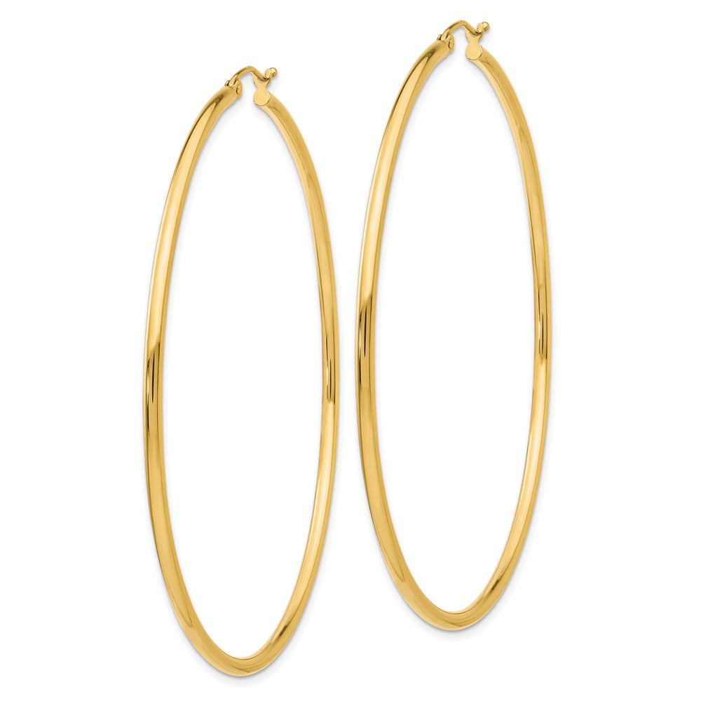 14K Polished 2.5mm Lightweight Tube Hoop Earrings