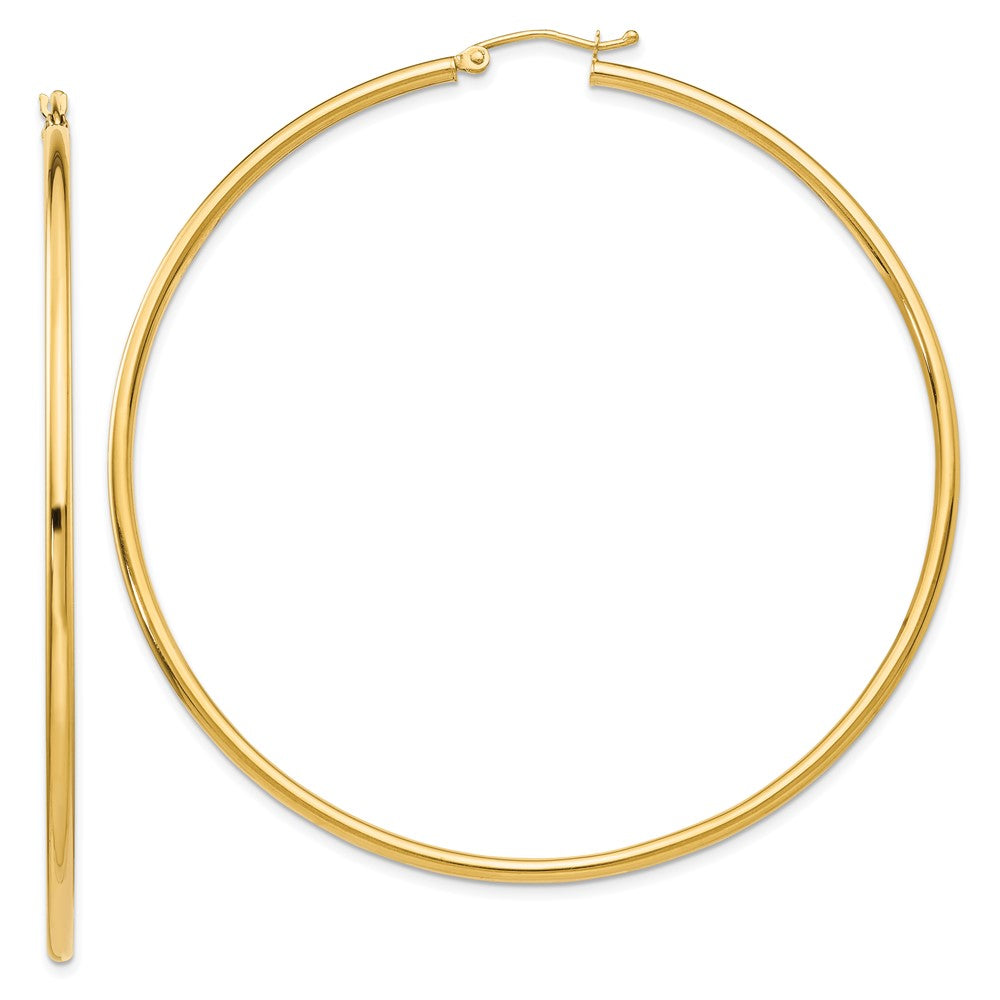 14K Polished 2.5mm Lightweight Tube Hoop Earrings