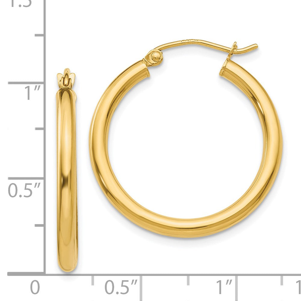 14k Polished 2.5mm Lightweight Tube Hoop Earrings