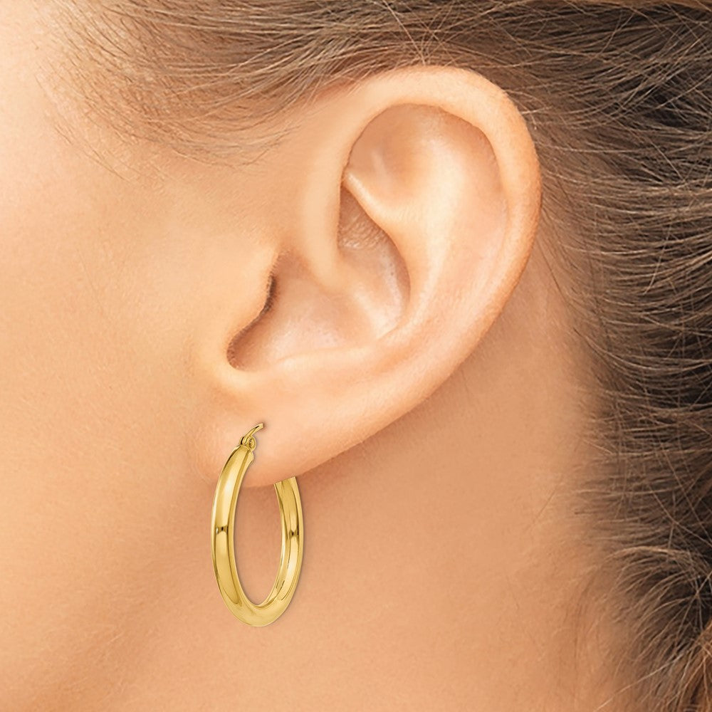 14k Polished 3mm Lightweight Tube Hoop Earrings