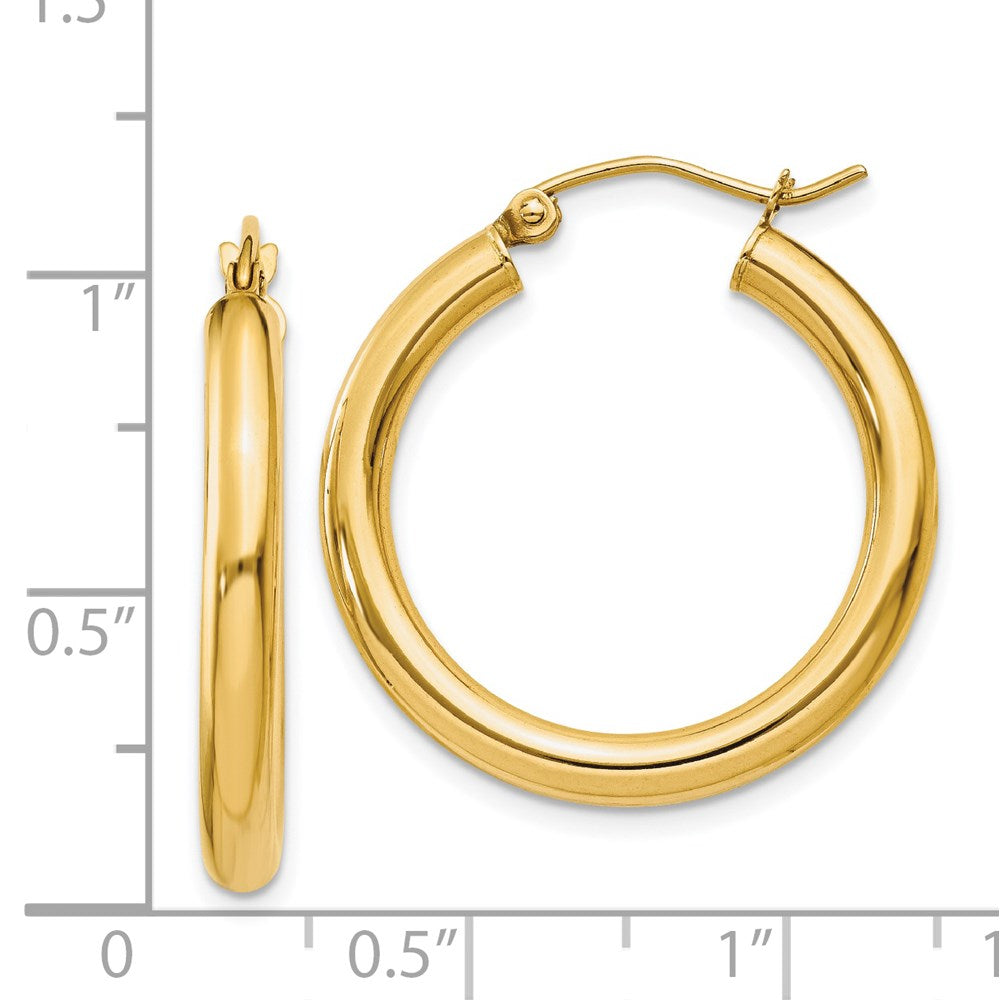 14k Polished 3mm Lightweight Tube Hoop Earrings