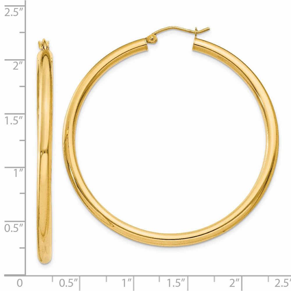 14K Polished 3mm Lightweight Tube Hoop Earrings